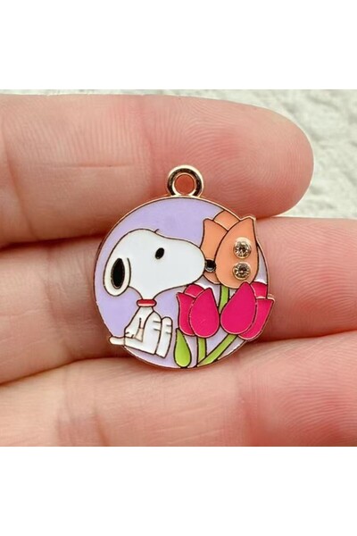 Miniso Pure Gold Color 10pcs Cartoon Dog Charm for Jewelry Making Enamel Neck...