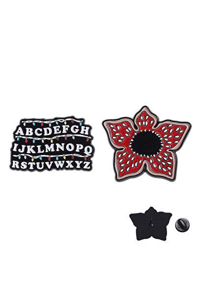 Choice قطعتان من دبابيس بروش معدنية مرعبة على شكل ديموجورجون وزهرة وحروف، دبا...