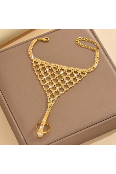 Choice سوار YF8128-1 عصري من سلسلة شبكية مرصعة بالكامل بالزركون، سوار أنيق بح...