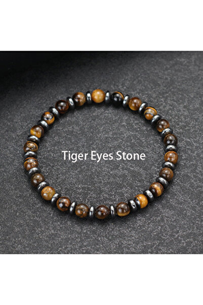 Choice tiger eyes stone New Handmade Man Stone Bracelet With Birthstone 6mm T...