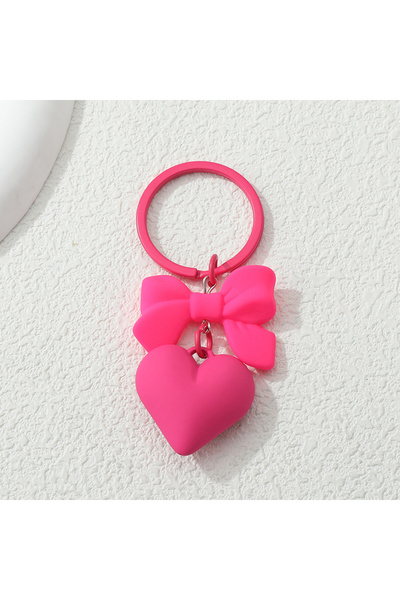 Choice E6512 Lovely Acrylic Keychains Colorful Plastic Hearts Bow Key Ring Fo...