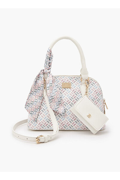 Flora Bella by Shoexpress حقيبة كروسبودي بنقشة مونوغرام مع وشاح - ارتفاع 19.5...