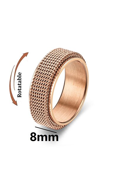 Choice خاتم رجالي دوار مضاد للتوتر، مصنوع من المعدن، بتصميم سلسلة شبكية، إصدا...