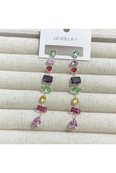 Choice silver color Luxury Rainbow Crystal Dangle Drop Earrings for Women Wed...