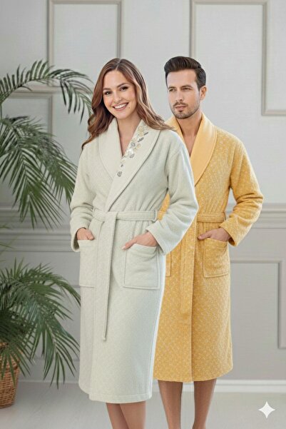 Özdilek Daffodil Aile Bornoz Seti-Yeşil-Hardal