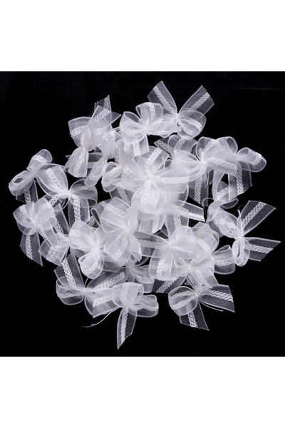 Choice5 2.5x2.5mm 30pcs White 30-60pcs/lot 2.5x2.5cm Mesh Lace Ribbon Bows Mu...