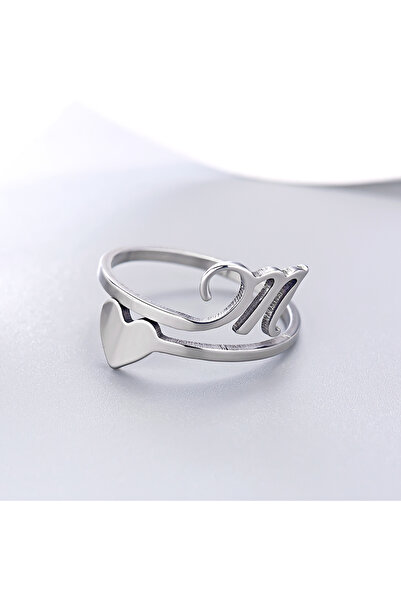 Choice M Fashion Silver Color 26 Letter Love Heart Rings Stainless Steel Open...