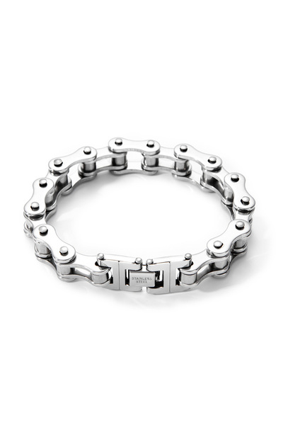 Choice سوار رجالي فضي من الفولاذ المقاوم للصدأ، قطعة واحدة، بتصميم سلسلة دراج...