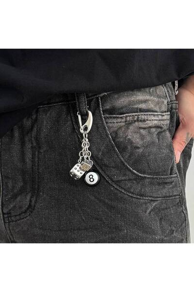 Choice I00K1BK00298 Ingemark 6 Styles Goth Black Dice Billiards Pendant Keych...