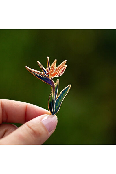 Choice دبوس زهرة جميل مطلي بالمينا الصلبة، شارة نبات طائر الجنة، مجوهرات استو...