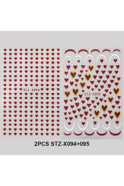 Choice STZ-X094-095 قطعتان من ملصقات تزيين الأظافر على شكل قلب صغير، بتصاميم ...