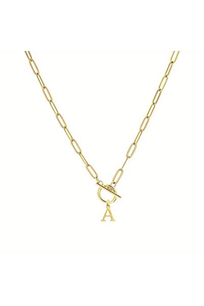 Choice 40cm A English Letter Initial Necklace 18K Gold Plated Stainless Steel...