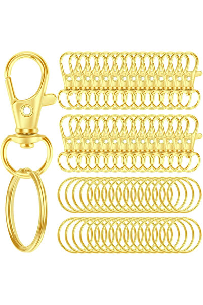 Choice gold-60pcs 60PCS Keychain Making Kit Keychains Clips Hooks Key Chain R...