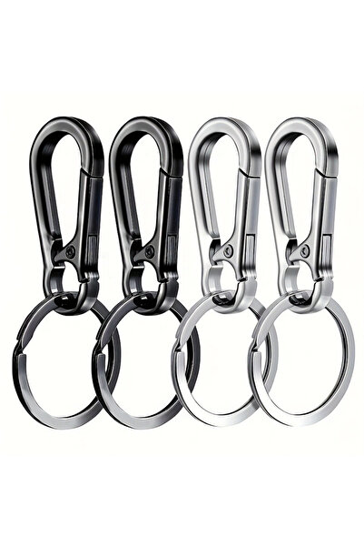 Choice سلسلة مفاتيح معدنية على شكل حلقة تعليق، لون فضي وأسود، 6 قطع