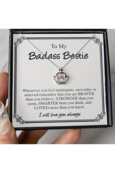 Choice طقم قلادة صداقة فضية فاخرة على شكل تاج بطول 45 سم - هدية مثالية لأفضل ...