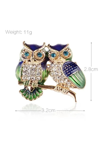Choice 1pc Trendy Double Owl Brooches Zircon Brooch Badge Pin Bird Animal Par...
