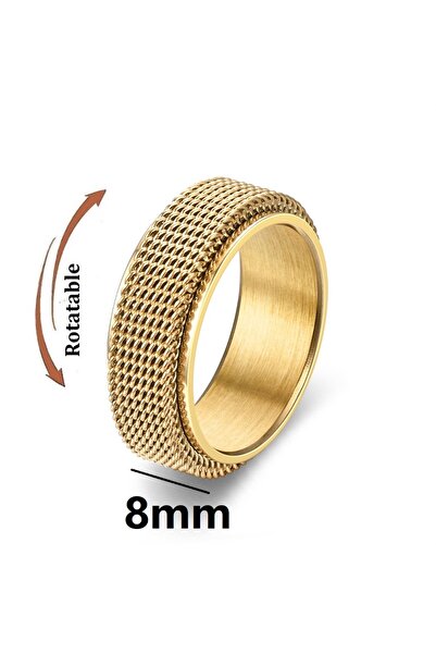 Choice خاتم رجالي دوار من الذهب عيار 2006، مضاد للتوتر، مصنوع من سلسلة معدنية...