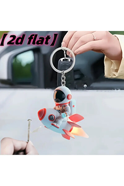 Choice A Astronaut and Rocket Vinyl Keychain - Cute Space themed Cartoon Desi...