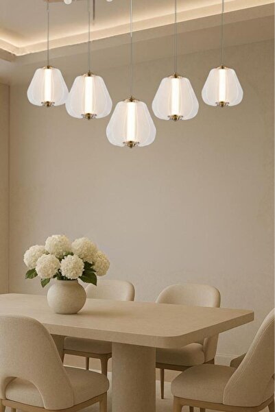 Apliqa Hopps 90 Watt 5'li Sıralı Bakır Led Sarkıt Avize