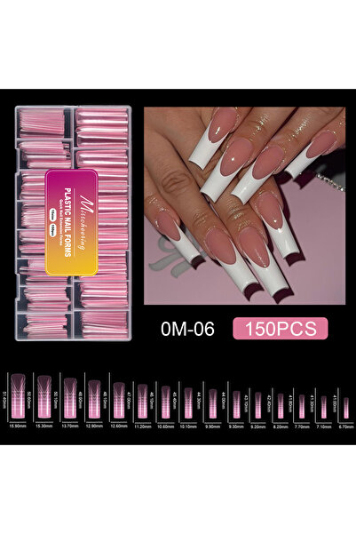 Choice OM-06 ١٥٠ قطعة من قوالب الأظافر الفرنسية البلاستيكية الوردية المزدوجة،...