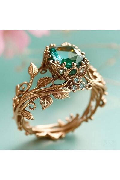 Choice خاتم طوطم ZF1319-1، خاتم عتيق مبتكر من سبيكة معدنية مرصعة بالزركون الأخضر