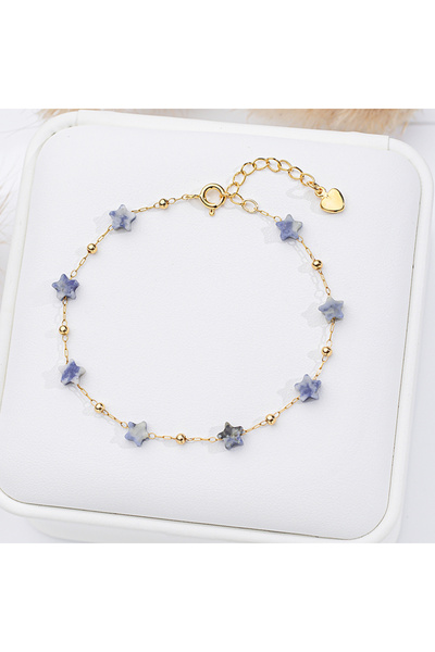 Choice سوار من الأحجار الطبيعية بتصميم نجمة ونقطة زرقاء، طوله من 16 إلى 19 سم...