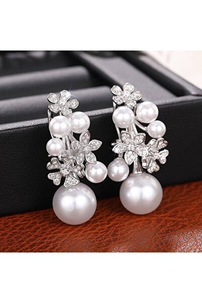 Choice E4116 Huitan Trendy Simulated Pearl Women Drop Earrings Inlaid Sparkli...