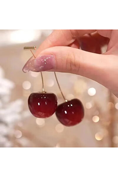Choice أقراط متدلية رائعة على شكل كرز، لون أحمر جميل وذهبي لامع، مجوهرات للاس...