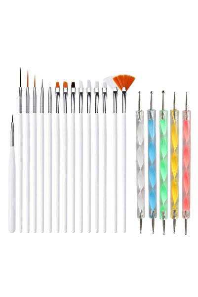 Choice مجموعة فرش رسم وتلوين الأظافر البيضاء (20 قطعة أو 15/20 قطعة) - تتضمن ...