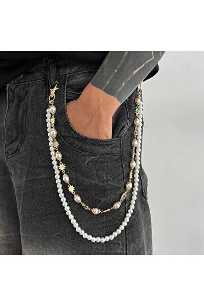 Choice Gold Color Salircon Luxury Rhinestone Imitation Pearl Keychain Wallet ...