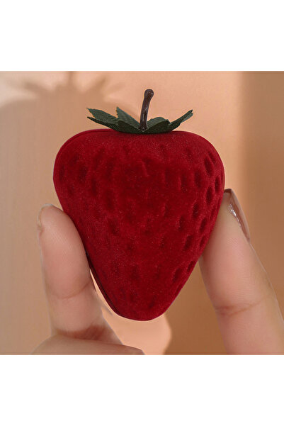 Choice Red Popular Strawberry Box Cute Jewelry Boxes Ring Flocking Storage Bo...