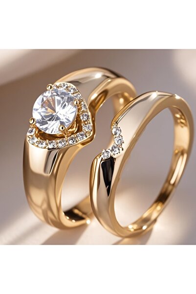 Choice خاتم ZF3215-1 8 الجديد ذو اللون الذهبي اللامع والمرصّع بالزركون، مناسب...