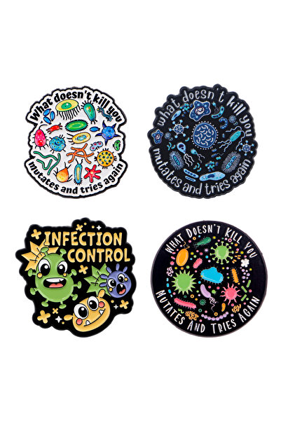 Choice مجموعة من 4 قطع من دبابيس بروش مطلية بالمينا عليها اقتباسات عن البكتير...