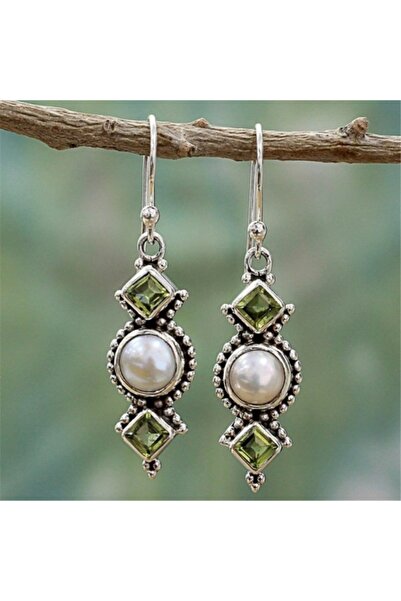 Choice أقراط جديدة عتيقة الطراز لعام 2024، أقراط متدلية من اللؤلؤ، لون أخضر ز...