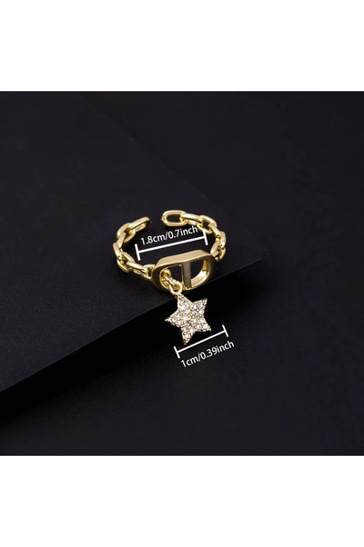 Choice خاتم بتصميم مميز على شكل حرف من الماس مرصع بالنجوم، قلادة عصرية متعددة...