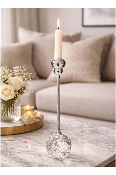 ALQANNAS حامل شموع من الكريستال الفضي بقاعدة من الفولاذ المقاوم للصدأ | حامل ...