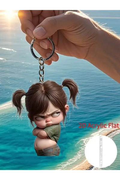 Choice G 1 cute acrylic girl keychain, 2D flat, holiday gift, backpack access...
