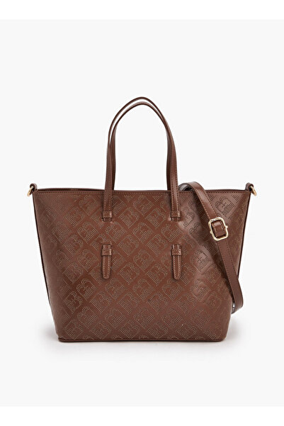 Flora Bella by Shoexpress حقيبة يد مزخرفة بنقشة مونوغرام مع حزام قابل للفصل -...