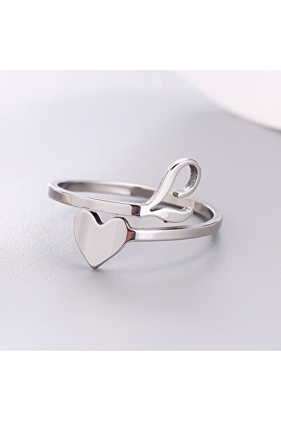 Choice L Fashion Silver Color 26 Letter Love Heart Rings Stainless Steel Open...