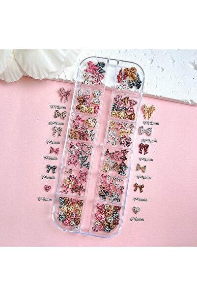 Choice M9087-12 1Box Hot Selling Leopard Print Ribbon Bow Resin Nail Charms 3...