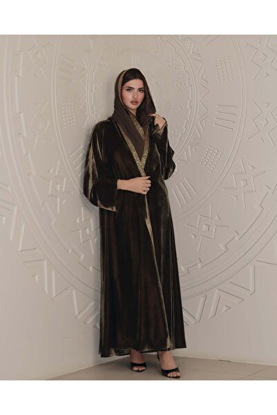 AYA MWT825 - Velvet abaya with front trim