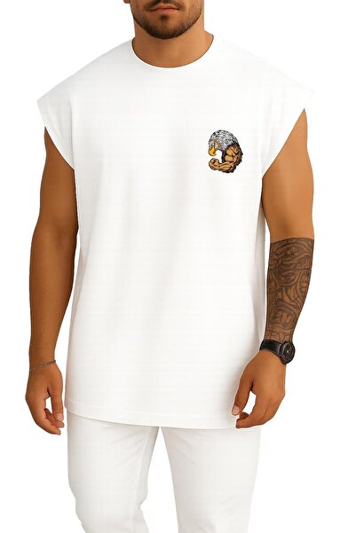 Bahriyeli Collection Oversized Muscular Eagle Gym Pocket and Back Printed Ath...