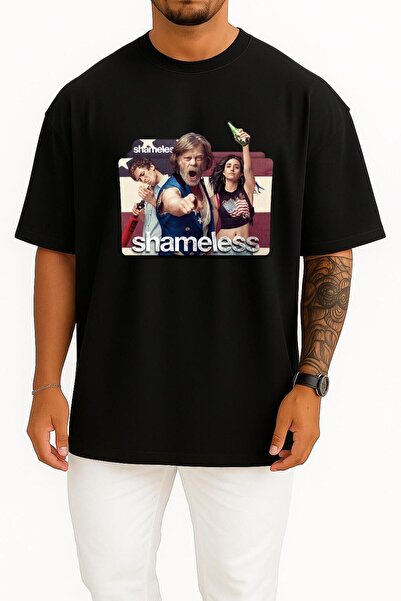 Bahriyeli Collection supradimensionat Shameless 2 Bust cu imprimeu Unisex tricou