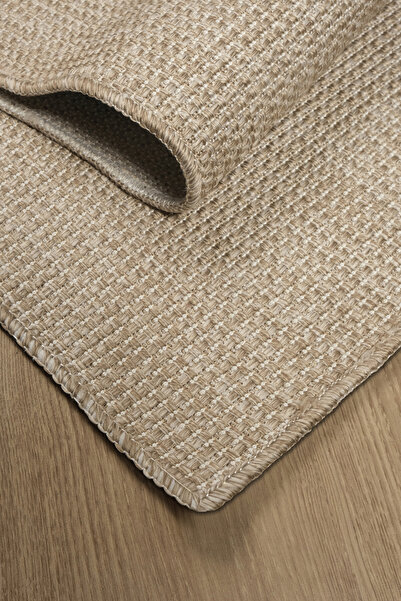Lexa Beige Textured Dust-Proof Antiallergic Non-Slip Cotton Based Living Room...