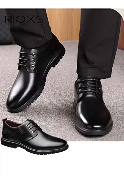 RIOXS Men's Business Leather Shoes, Lace-up Round-toe Oxford Shoes, Stylish C...