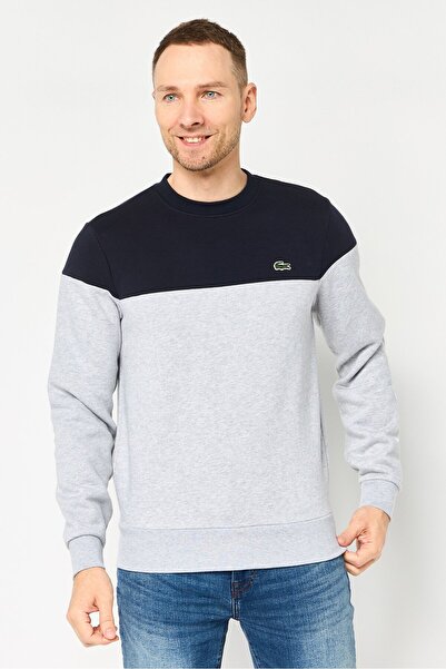 Lacoste Men Crew Neck Embroidered Logo Long Sleeve Sweatshirt, Multicolor