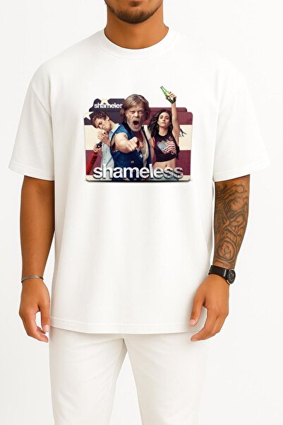 Bahriyeli Collection supradimensionat Shameless 2 Bust cu imprimeu Unisex tricou