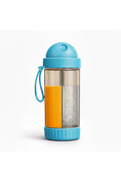 DURUBOX Twin Glass Çift Bölmeli Pipetli Çocuk Suluğu Matara 500 ml (BPA İçermez)