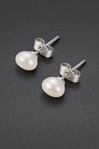 OSMANLI GÜMÜŞ Kadın Gümüş Küpe - 6 mm Doğal İnci Kadın Gümüş Küpe