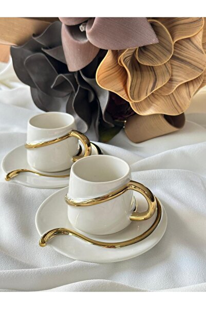 MD MİMOZA DEKOR Turkish Coffee Cup Lily 2 Person 4 Pieces